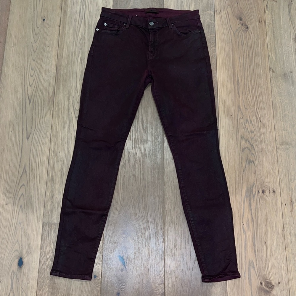 7 For All Mankind Ankle Skinny Coated in Scarlet